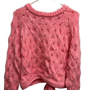 Storia Pink Cable Knit Open Back Sweater